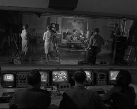 BCIT Broadcast and Television, 1966; view of a television set from the control room