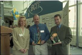 Open House 1998; group of three with glass rewards given by BCIT