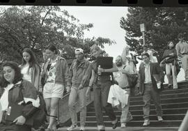 Communications Relations Opening Day 1991; group walking down stairs [photograph 2 of 3]