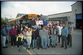 Open house 1992;  student group photo in front of bus [photograph 3 of 4]