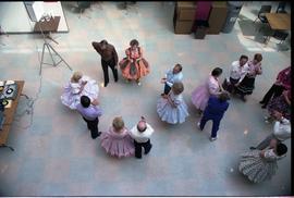 Open House 1992; group applauding in square dance
