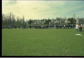 Open House 1998; students and teachers standing on field engaged in group activity [photograph 6 ...