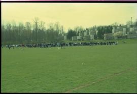 Open House 1998; students and teachers standing on field engaged in group activity [photograph 7 ...