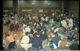 Open House 1998; shot of high school students working on group activity in the gym