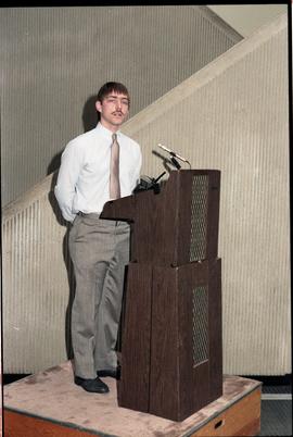 Open House 1986; man on podium
