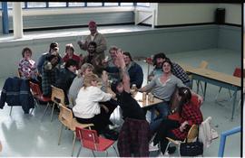 Open House 1986; students enjoying Coors at cafeteria [2 of 2 photographs]