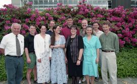 Prosthetics/Orthotics student group photo, outdoors, with faculty [3 of 7 photographs]