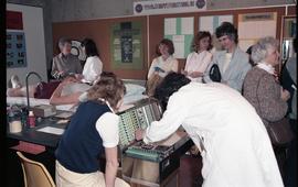 Open House 1986; student reading EEG results