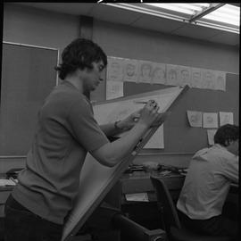 BC Vocational School drafting course ; drafting student drawing a diagram [4 of 11]