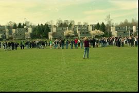 Open House 1998; students and teachers standing on field engaged in group activity [photograph 5 ...