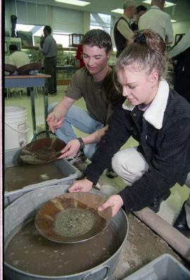 Open House 1998; two students panning for gold right hand view [photograph 1 of 2]