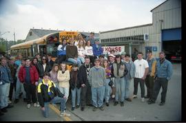 Open house 1992;  student group photo in front of bus [photograph 2 of 4]