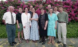 Prosthetics/Orthotics student group photo, outdoors, with faculty [7 of 7 photographs]