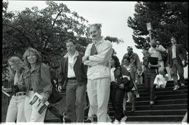 Communications Relations Opening Day 1991; group walking down stairs [photograph 1 of 3]