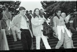 Communications Relations Opening Day 1991; group walking down stairs left angle view [photograph ...