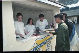 Open House 1998; information kiosk offering orientation  papers  to students [photograph 2 of 2]