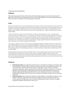 Concept of Illness and Injury Prevention