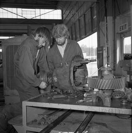 BCVS Heavy duty mechanic program ; two men disassembling a motor [1 of 2]