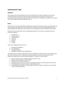 Concept of Continuum of Care