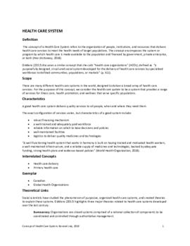 Concept of Health Care System