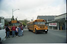 Open house 1992; students watching school bus pull up [photograph 3 of 3]