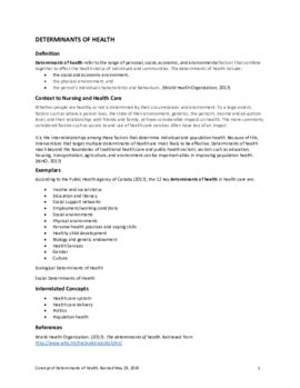 Concept of Determinants of Health