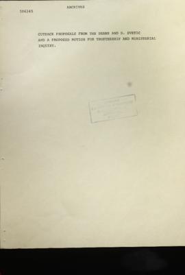 Cutback Proposals from the Deans and D. Svetic [title cont. in note]