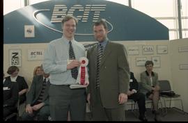 Open House 1998; student holding 2nd prize ribbon with fellow student [photograph 1 of 2]