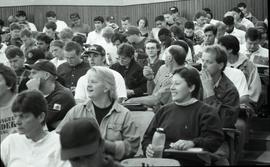 Communications Relations Opening Day 1991; students chatting in lecture seats [photograph 2 of 2]