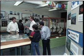 Open House 1986; group milling through Marine Display