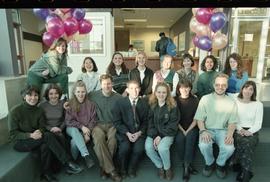 Open house 1992; group sitting for group photo [photograph 8 of 12]