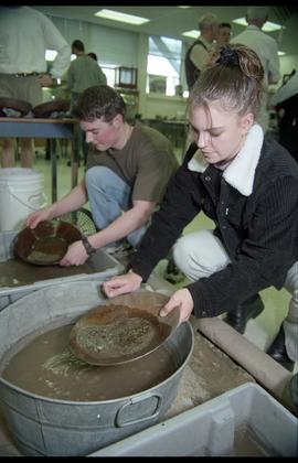 Open House 1998; two students panning for gold right hand view [photograph 2 of 2]