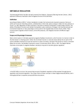 Concept of Metabolic Regulation