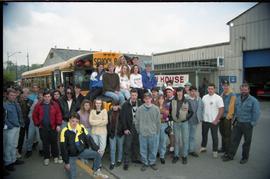Open house 1992;  student group photo in front of bus [photograph 1 of 4]