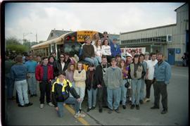Open house 1992;  student group photo in front of bus [photograph 4 of 4]
