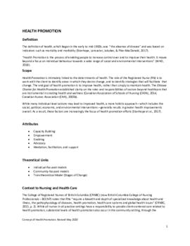Concept of Health Promotion